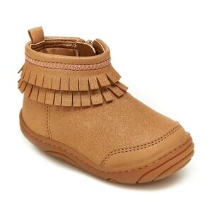 Stride Rite 360 Bianca Toddler Bootie Brown Fringe Size 4M Wide Fit ADJ-NWT